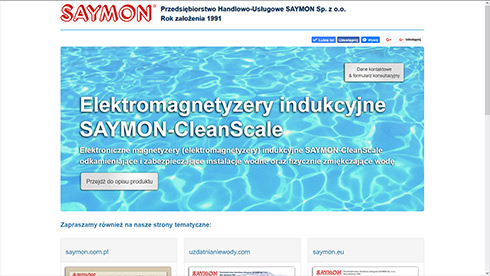 Unsere Referenzen: Webseite über Wasseraufbereitungsgeräte des Unternehmen P.H.U. SAYMON Sp. z.o.o.