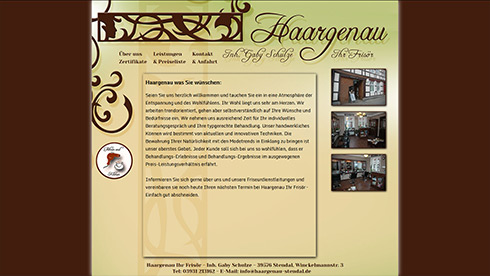 Unsere Referenzen: Webseite – Homepage des Frisörsalons Haargenau in Stendal