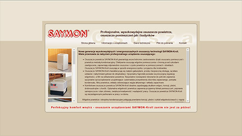 Unsere Referenzen: Webseite über Luftentfeuchter des Unternehmen P.H.U. SAYMON Sp. z.o.o.